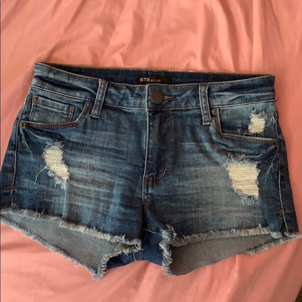 Ripped jean shorts